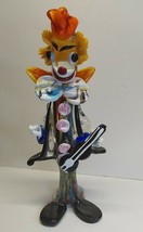 Vintage Murano Glass Happy Clown Guitar Sculpture Xl Size 19.5&quot; Italy Colorful - £181.40 GBP