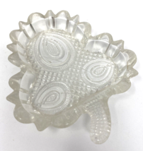 Vintage Cut Glass Club Shaped Nut Dish Clear - $16.14