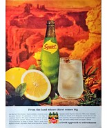 Squirt Soda Pop Drink Lemon Green Glass Vintage 60&#39;s Print Ad-1965 - $194.51 MXN