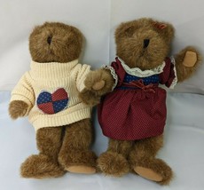 Commonwealth Brown Bear Boy Girl Heart Sweater Dress 12 Inch 1992 Stuffed Animal - $21.95