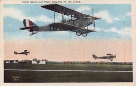 Uncle Sam&#39;s Air Fleet Steadily On The CLIMB-BIPLANES~MILITARY Aviation Postcard - £6.43 GBP