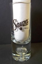 Sauza Tequila shooter heavy bubble base black gold on clear - $6.49