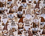 Cotton Coffee Gnomes Espresso Yourself Beige Fabric Print by the Yard D5... - $14.95