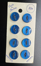 Lot of 8 Vintage shimmering blue  Color .60&quot; Plastic Replacement Button - $7.95