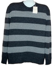 120% Lino Men&#39;s Italy Gray Cashmere Wool Striped Sweater Saze 2XL - £169.10 GBP