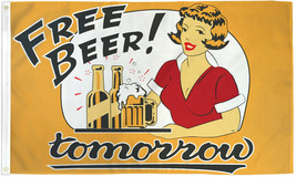 Free Beer Tomorrow Flag 3x5ft Free Beer Banner Sign Dorm Room Flag Novel... - £10.93 GBP