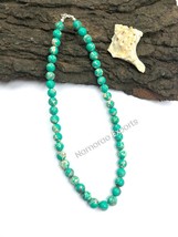 Natural Light Green Sea Sediment 8x8 mm Beads Stretch Necklace Adjustable AN-39 - £9.40 GBP