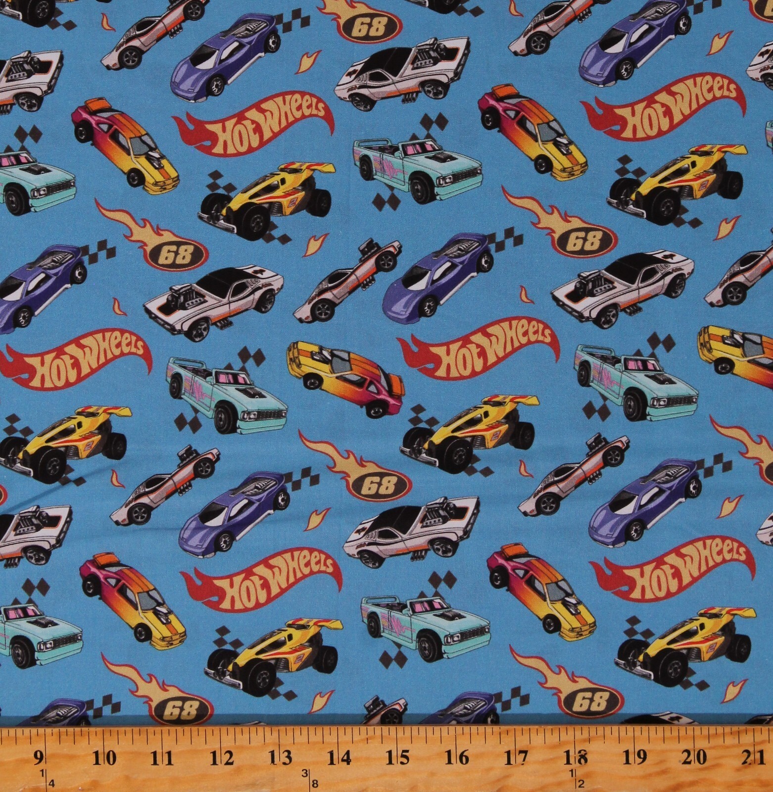 Cotton Hot Wheels Made to Race Racecars Blue Cotton Fabric Print by Yard... - $15.95