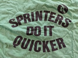 Vintage 1970s Russell Athletic Sprinters Do It Quicker T Shirt Green L USA - £85.44 GBP