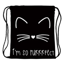 New Fashion Cute Cat Printing Drawstring Bag Sports Waterproof Backpack Bundle P - £13.31 GBP