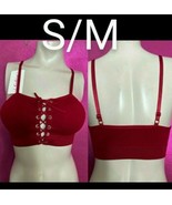 Burgundy Sexy Lace Up Tie Thick Stretchy Bralette ~ Size S/M - $21.59 CAD