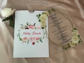 White Rose Acrylic Birthday Invitation,Custom 10pcs Acrylic Wedding Invitations - £25.57 GBP+