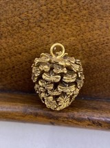 Vintage Layered Gold Tone Chunky Pine Cone Charm Pendant Holiday Nature Moves! - £19.77 GBP