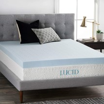 LUCID 4 Inch Gel Memory Foam Mattress Topper-Ventilated Design-Ultra Plush-King - £146.46 GBP