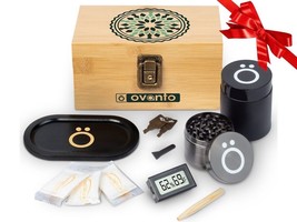 Premium Locking Stash Box Kit | Bamboo Storage Chest with Movable Tray Gift Set - £11.15 GBP