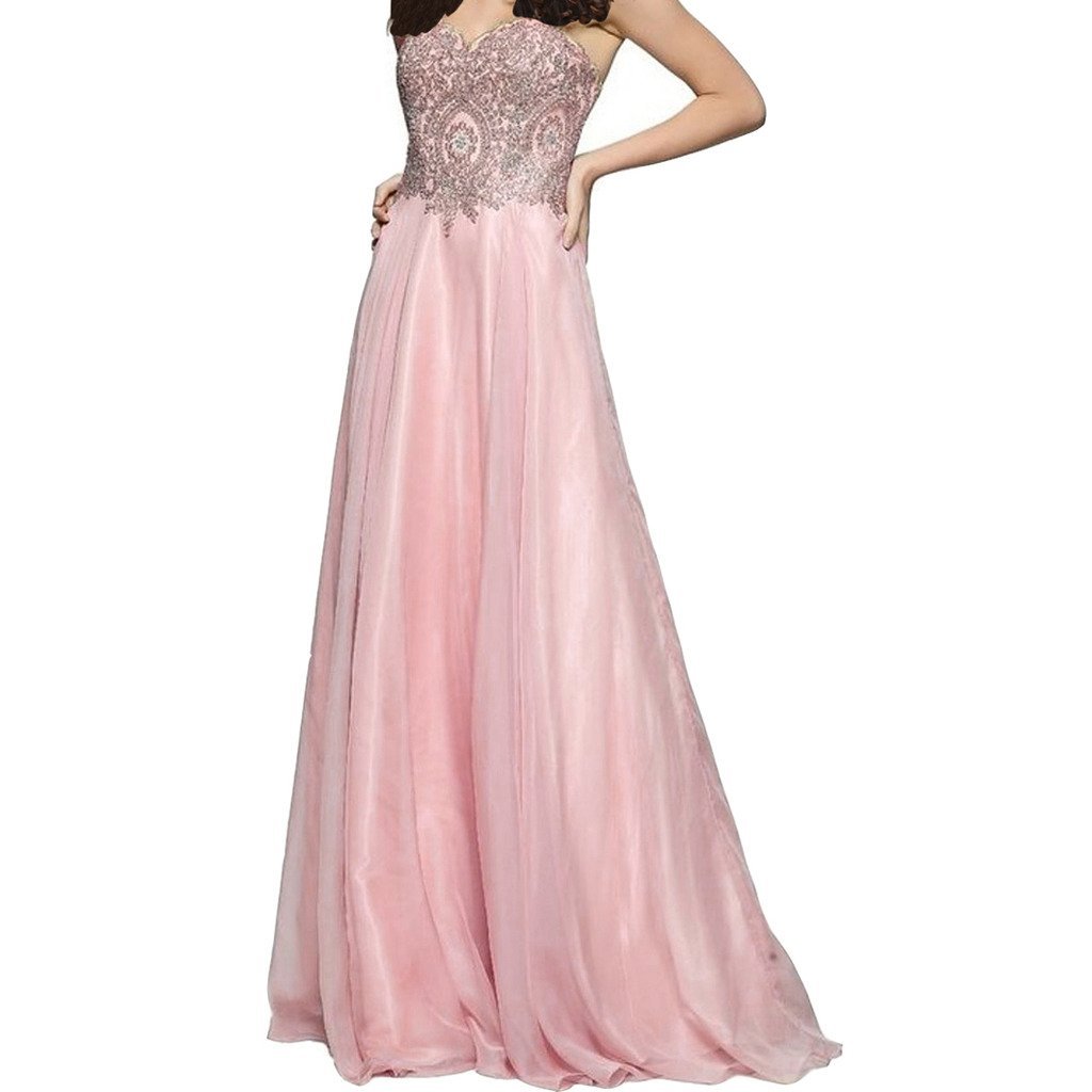 Kivary Sweetheart Gold Lace Crystals Long A Line Beaded Formal Prom Evening Dres
