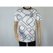 Mens PLATINI Sports Shirt With Rhine Stones Medallion Chain STT7794 White Black image 2