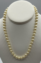 Necklace Pearls Faux Hand Knotted Acrylic Shiny Barrel Closure 18 Ins. 6.6 mm - £16.14 GBP
