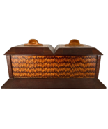 Antique Tramp Art Wood Box Inlaid Divided Covered Trinket Jewelry Vanity... - $3,760.69 MXN
