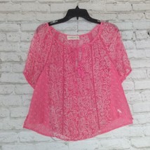 Abercrombie &amp; Fitch Blouse Womens XS Paisley Floral Pink White Crochet Boho Top - £15.65 GBP