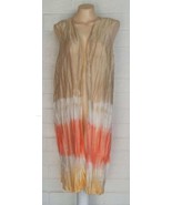 Chico&#39;s Size 2 Large Sunset Ombre Dip Dye Open Crinkled Long Tunic Vest ... - $19.80