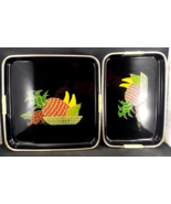 Set Of 2 Serving Trays Pineapple Grape Banana In Black Lacquer, MCM and OBO - $18.00