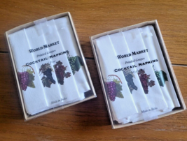 Printed Grapes White Cocktail Napkins (2) Set of Four World Market Made ... - £15.62 GBP