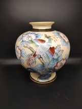 Vintage Noritake Nippon Gold Gilded Vase Hand Painted Flowers Birds 7.5&quot; High - $56.09