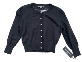 Karl Lagerfeld Paris Knit Lace Pearl Cardigan Sweater Black ( XS ) - $69.27