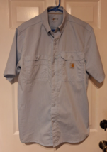 Carhartt Force Vented Shirt Mens Medium Blue Relaxed Fit Work Wear Fishing - £14.49 GBP