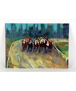 Untitled Horse Racing by Vidal, Oil Painting on Board, 15x21 - $2,048.54 CAD
