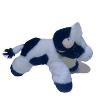 Aurora 2017 Black White Cow Bull 8" Plush Stuffed Animal Beanie Toy - $9.81