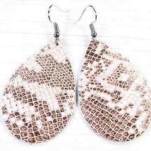 White &amp; Rose Gold Metallic Snake Leather Earrings - £12.66 GBP