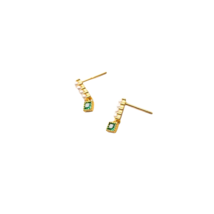 Anyco Fashion Earrings Gold 925 Sterling Simple Luxury Green Zircon Pearl - £16.18 GBP