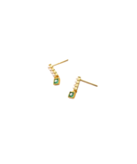 Anyco Fashion Earrings Gold 925 Sterling Simple Luxury Green Zircon Pearl - €17,30 EUR