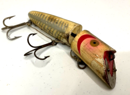 Wood Fishing Lure Vintage Original Heddon Jointed Zig-Wag Metal Mouth Plate - £72.50 GBP