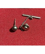 Vtg Silvertone Faux Black Pearl Tie Tack Pin Clutch Chain J211 - $206.71 MXN