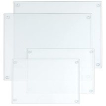 4 Pack Tempered Glass Cutting Board With Rubber Feet, Rectangle Non-Slip... - £46.31 GBP