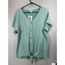 Weatherproof Vintage Women&#39;s Tie Front Sweater Top Cable Knit Green Larg... - $19.95