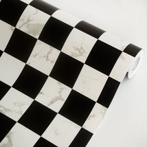 Marble Checker - Vinyl Self-Adhesive Wallpaper Prepasted Wall stickers W... - £19.40 GBP