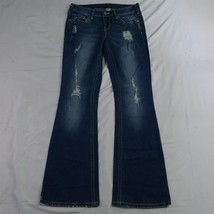 Silver 28 x 33 Aiko Flare Dark Destroyed Stretch Denim Womens Jeans - £15.92 GBP