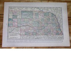 1902 Original Antique Map Of Nebraska / North Dakota On Back - £13.62 GBP