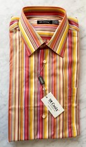 St Croix Mango Yellow Orange Striped Long Sleeve Cotton Dress Shirt - Me... - £75.72 GBP