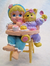 Mattel 1994 PVC Baby &amp; Bear High Chair 3.75&quot; Baby Shower Cake Topper Figure HTF - £4.30 GBP