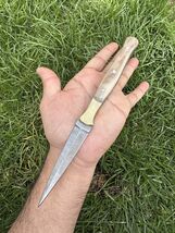 Double-Edged Military Damascus steel Dagger toothpick boot Knife neck th... - $23.75