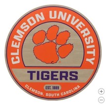 Clemson Tigers Wall Sign Orange Purple Wood Decoration Round College Fan - $56.99