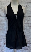 ELAN Womens Halter Backless Romper Black Crepe Lace Up Sheer Size Small NEW - £30.60 GBP
