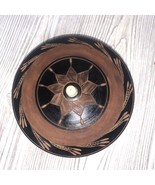 Hand Turned Round Wooden Carved Ornate Trinket Box With Lid 3” Tall Two ... - £14.75 GBP