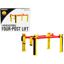 Adjustable Four Post Lift &quot;MOPAR&quot; Black and Yellow for 1/18 Scale Diecast Mod... - £46.63 GBP