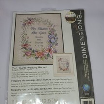NEW Dimensions Two Hearts Wedding Record Stamped Cross Stitch Kit-11&quot;X14&quot; - £17.13 GBP